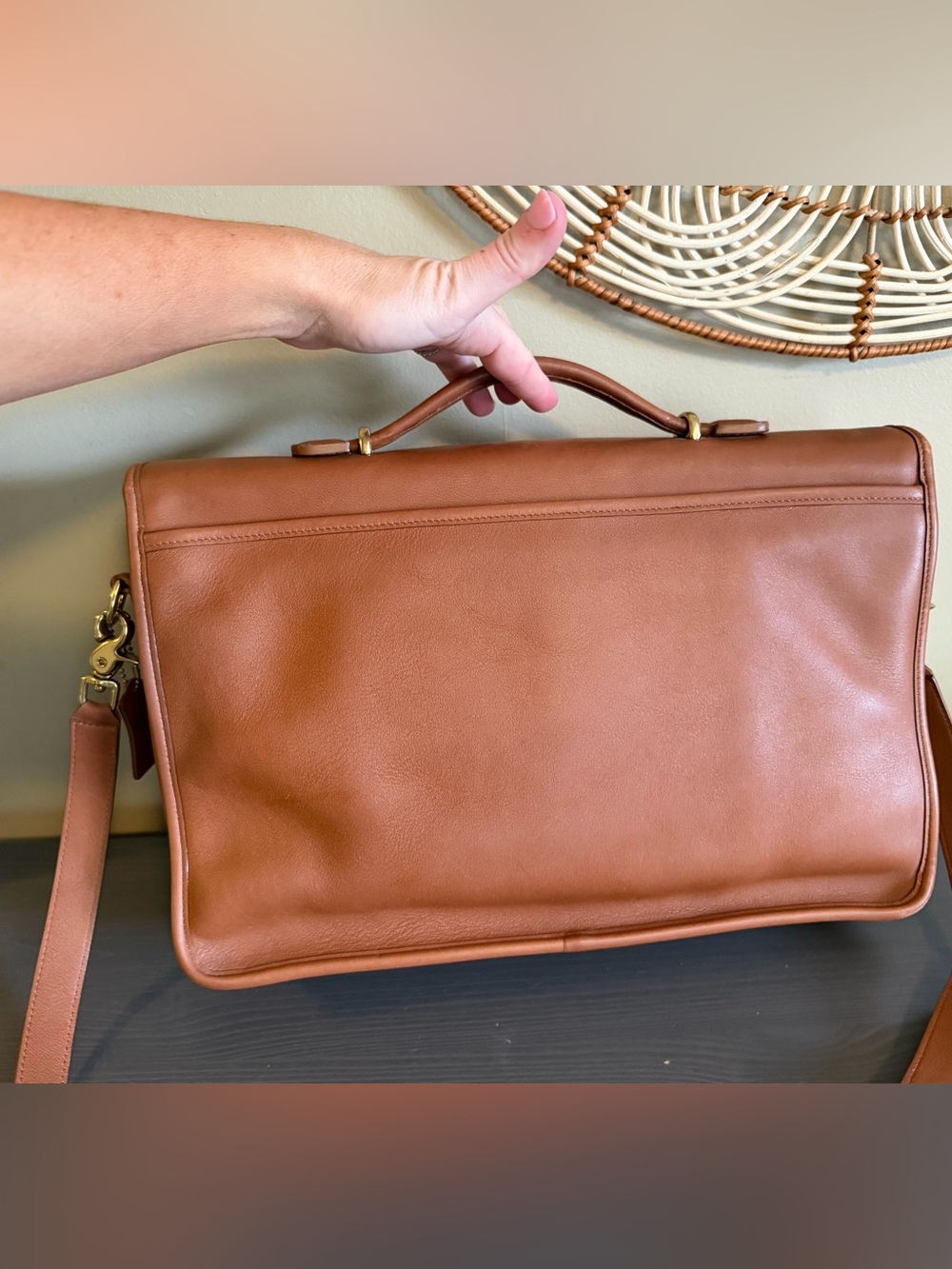 Coach Lexington Men’s Leather Briefcase 5265 in Cognac Brown - Picture 8 of 15